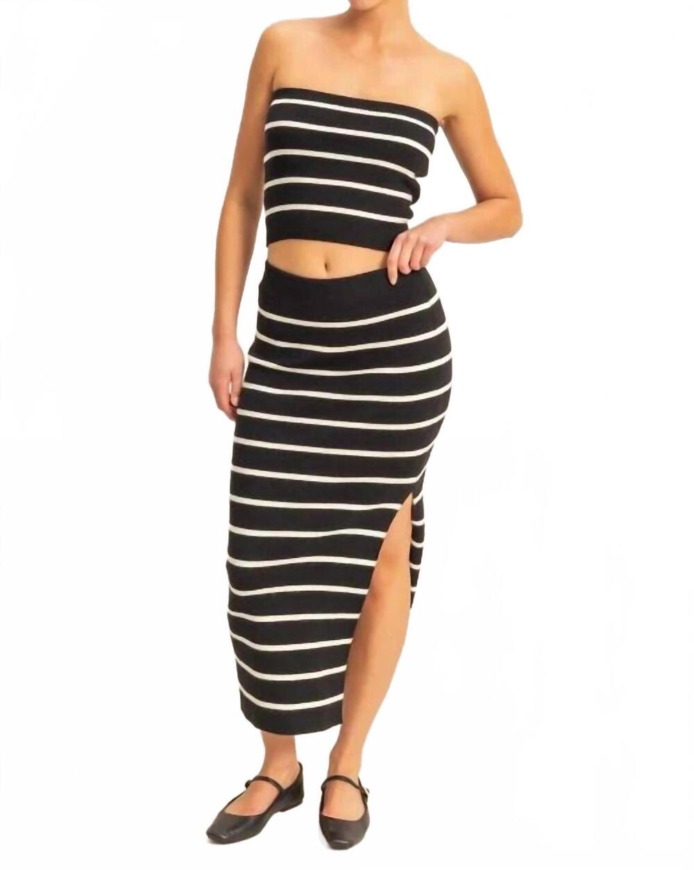 NEW HYFVE striped high waist bodycon sweater skirt in black/cream